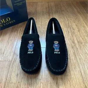 POLO Ralph Lauren Men's Polo Bear Suede Moccasin Slippers Size 10